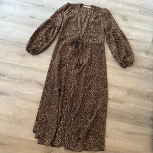 Christy Dawn Women’s Brown Floral Maxi Open Dress Size Small